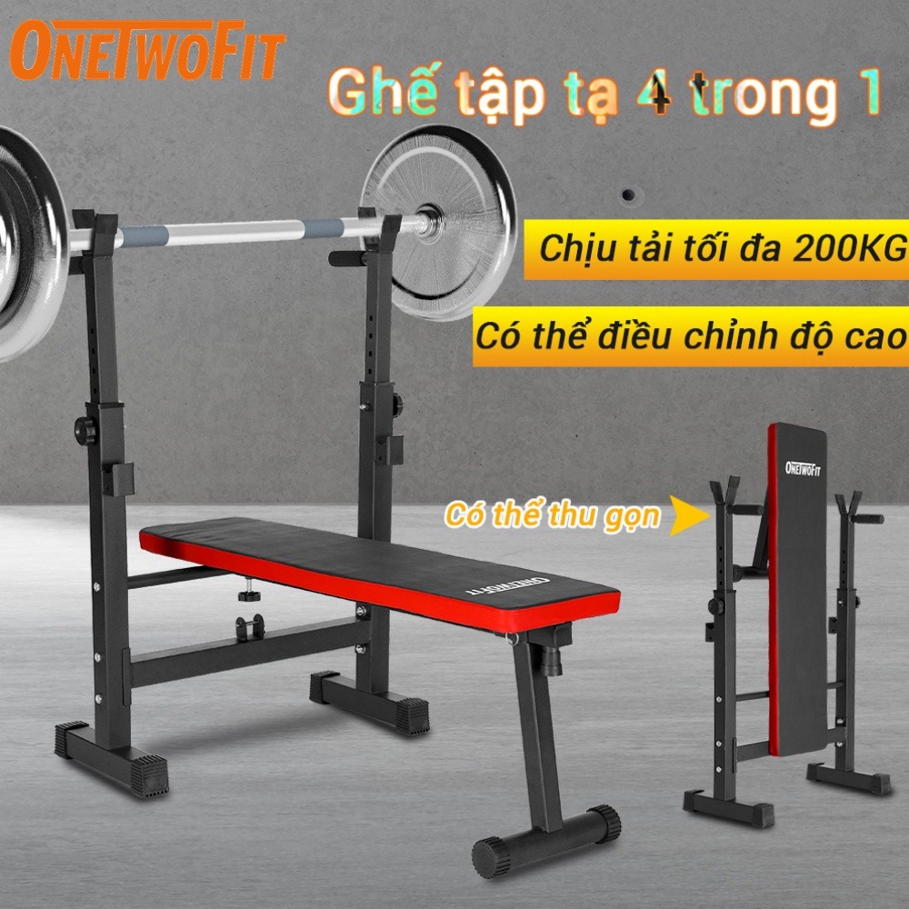 OneTwoFit Ghế tập tạ đa năng gập bụng chống đẩy tập gym đa năng có thể gấp lại OT226