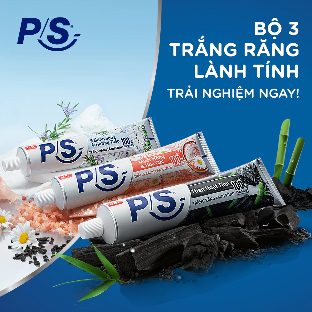 Bộ 6 Kem đánh răng P/S Răng Trắng Hơn Sau 7 Ngày 230g/hộp