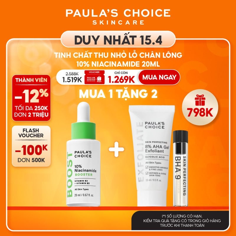 Tinh chất thu nhỏ lỗ chân lông Paula's Choice 10% Niacinamide Booster 20ml