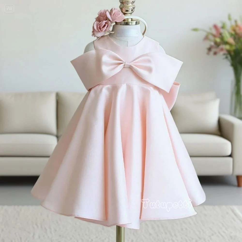 Đầm dự tiệc lily luxe hồng phấn Tutupetti, thiết kế nơ to bản sang trọng, dáng xòe phồng dự tiệc sinh nhật cho bé gái