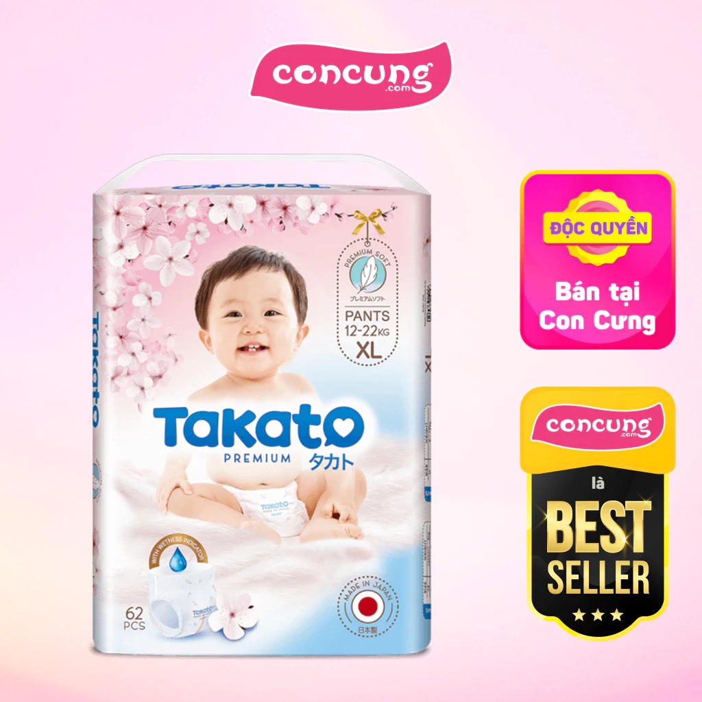 Tã quần Nhật Bản Takato siêu mềm mại (XL, 62 miếng)