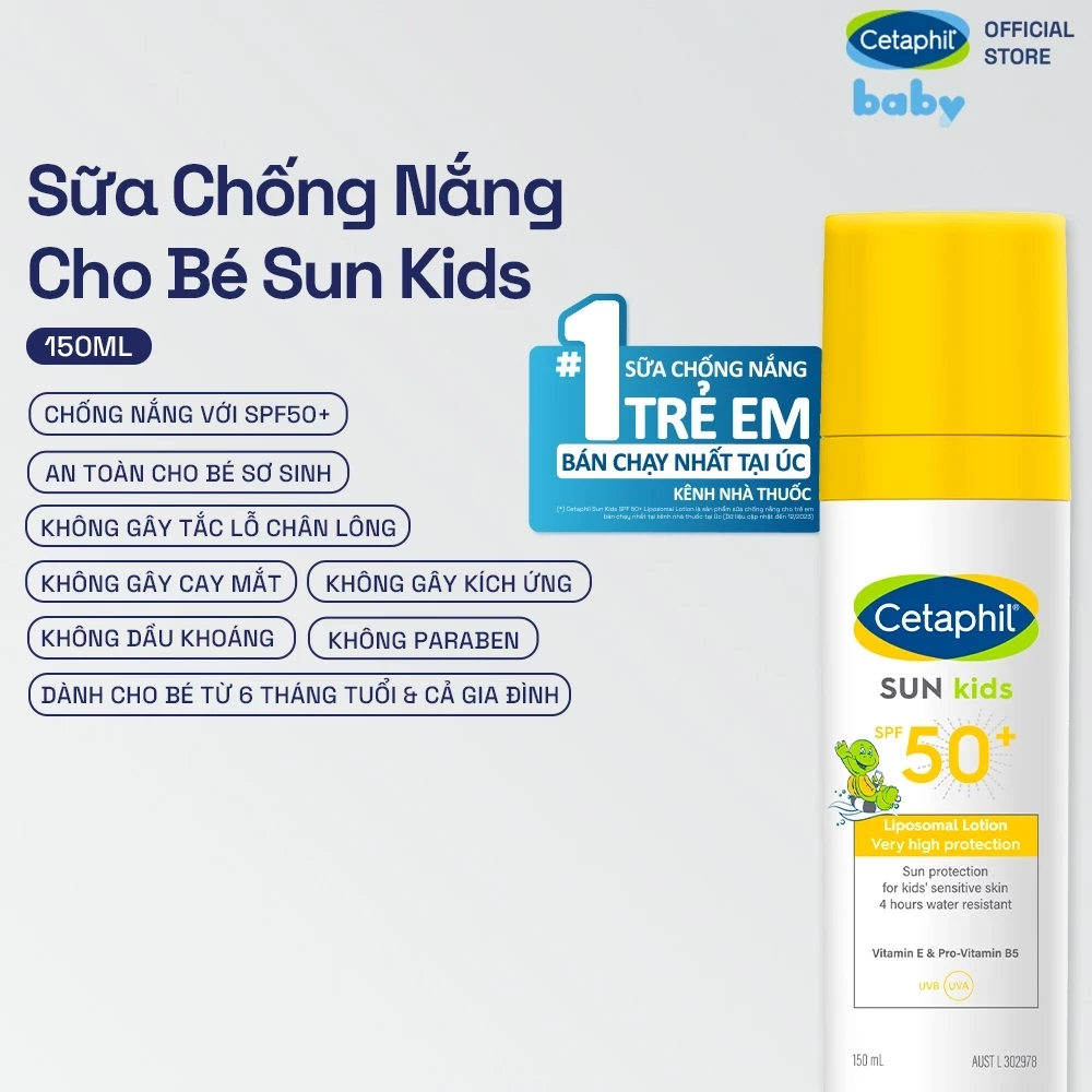 Sữa chống nắng dịu lành cho làn da nhạy cảm của bé từ 6 tháng tuổi CETAPHIL BABY SUN KIDS 150ML