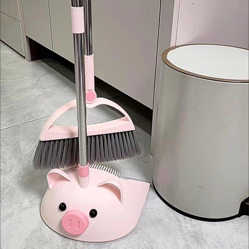 Chổi nhựa quét nhà thông minh kèm hót rác lợn hồng dễ thương - Một chút xinh
