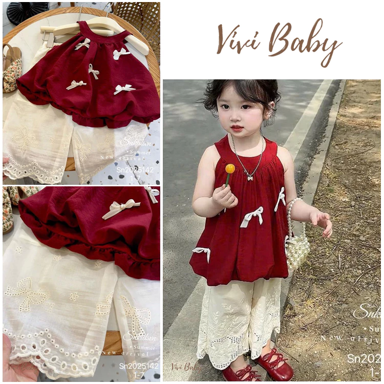 Set Bộ Áo Cô Yếm Đũi Hàn Quần Xuông Boi Thuê điệu đà xinh yêu cho bé