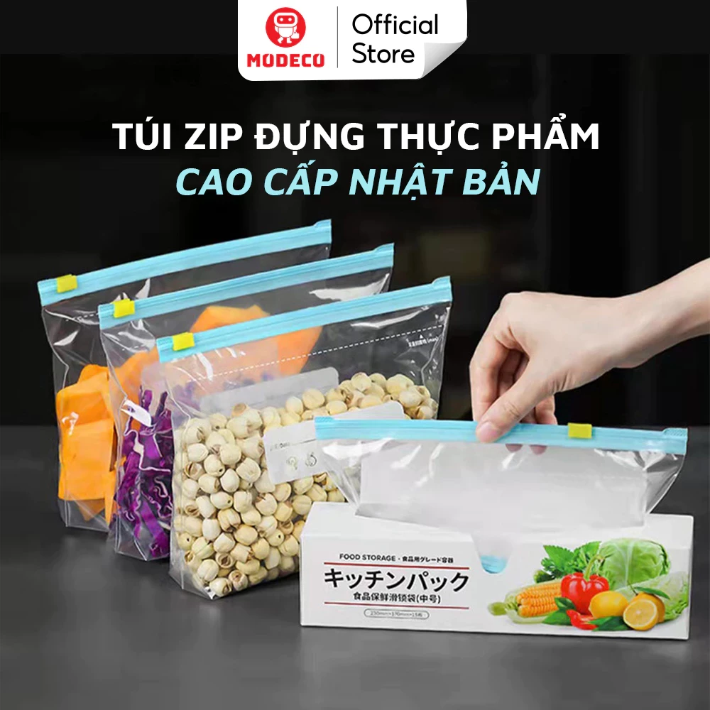 Túi Zip Đựng Thực Phẩm Cao Cấp Modeco - Bảo Quản Thức Ăn, Đồ Khô, Đồ Tươi Sống Trong Tủ Lạnh - An Toàn, Tái Sử Dụng