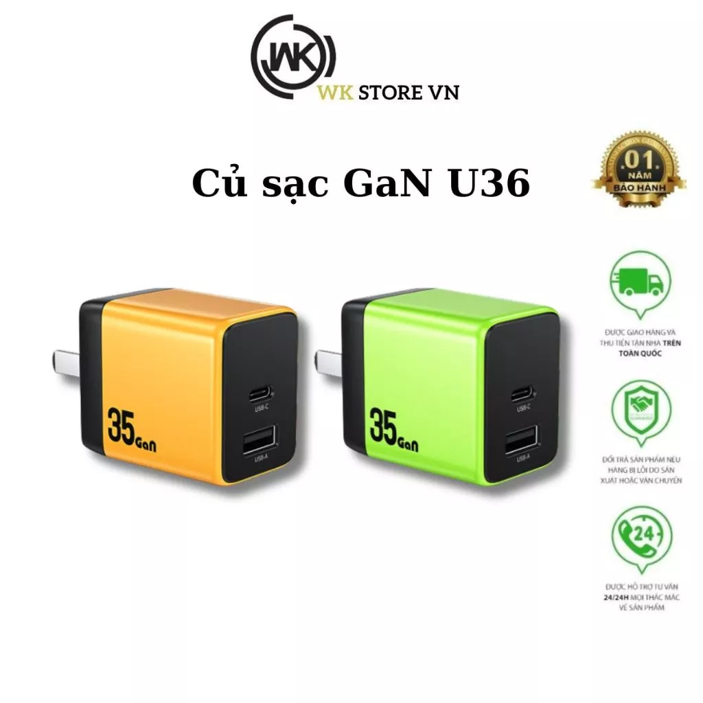 Củ sạc GaN nhanh 35W WK U36