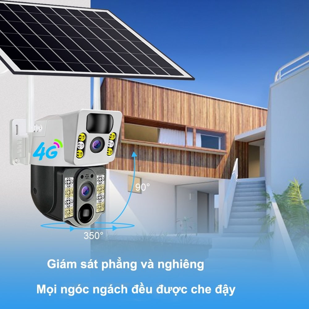 Solar giám sát Camera 2 mắt 4G WiFi 360 độ DOSEN PRO 1080P HD IP Không thấm nước ngoài trời
