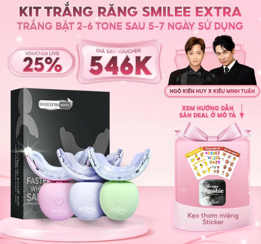 Bộ Kit Trắng Răng Tại Nhà Smilee Extra - Phiên Bản Nâng Cấp Làm Trắng Nhanh