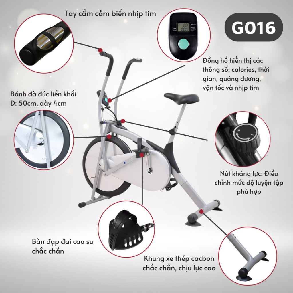 Xe Đạp Tập Thể Dục Tại Nhà, Máy Tập Gym Đa Năng Kết Hợp Tay Chân, Trọng Tải Tới 120Kg, Xe Đạp Dành Cho Người Cao Tuổi