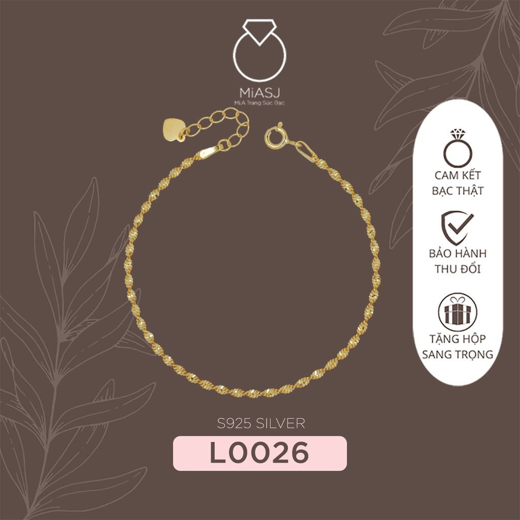 Lắc tay nữ lắc xoắn phụng Bạc Ý S925 Italy xi bach kim cao cấp| Mi.A Trang sức bạc