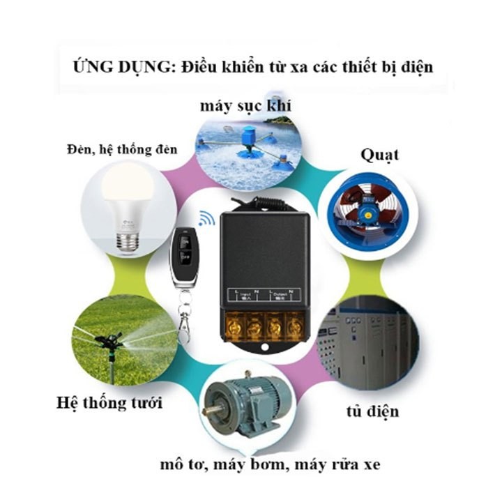 Công tắc điều khiển từ xa cho máy bơm nước rf 100M 30A 220V Công suất lớn Xuyên tường có nút học lệnh