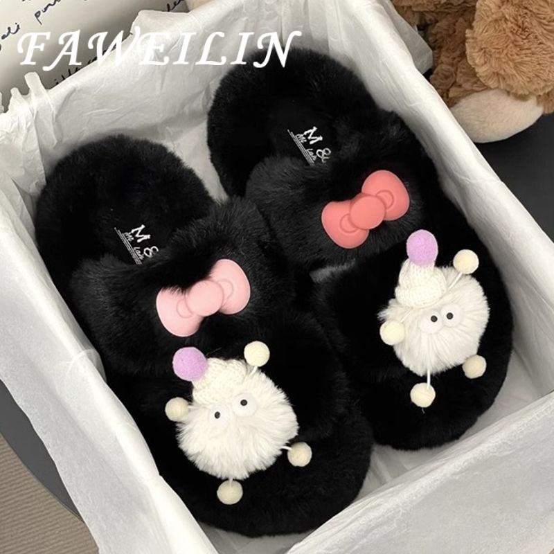 FAWEILIN dép lông dép bông Đế Dày dép quai hậu đế cao 2023 hot trend Sang trọng Thoải mái Đế êm Thể thao FDL23A128E 44Z231030