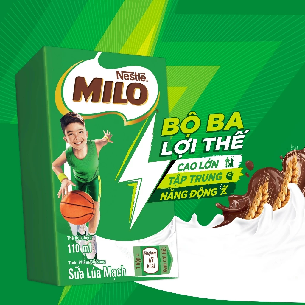 Thùng 48 hộp sữa lúa mạch Nestlé MILO x 110ml (12x4x110ml)