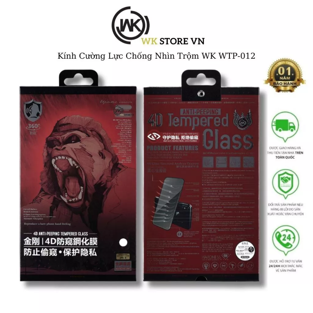 CHÍNH HÃNG] Kính Cường Lực KINKONG WK WTP-012 Chống Nhìn Trộm Cho ipxs 11 12 13 14 15 promax - Loại mới nhất