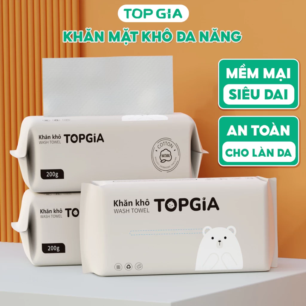 Khăn mặt khô rút Top Gia dùng 1 lần mềm mịn an toàn cho da