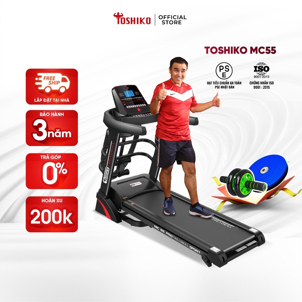 [ Nâng dốc tự động] Máy chạy bộ thể dục thể thao tại nhà Toshiko MC55 Pro hàng chính hãng, bảo hành 3 năm