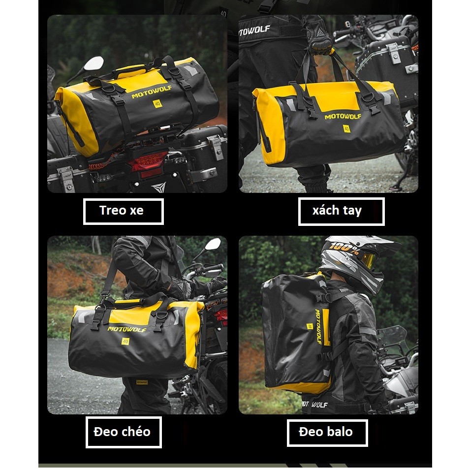 Túi Trống Chống Nước Du Lịch Thể Thao Phản Quang MOTOWOLF MDL0701 / MDL0717 [Size 40L/60L] LIBI House Phụ Kiện
