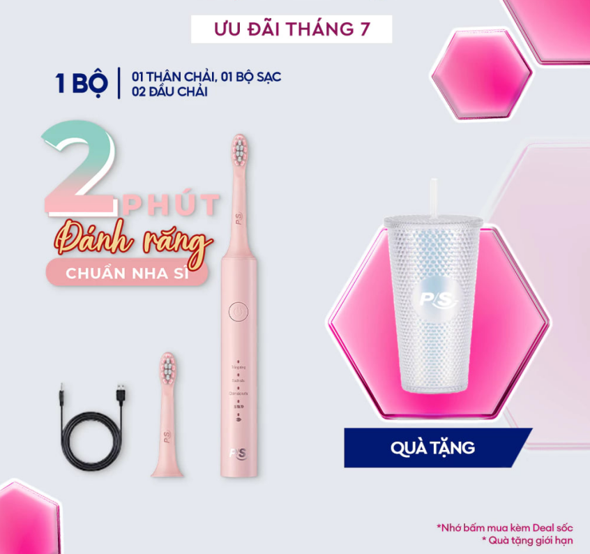 Bộ bàn Chải Điện P/S Sonic Expert Chuyên Gia Sóng Âm - Công Nghệ Sóng Âm, Chải Sạch Mảng Bám Tới 8X