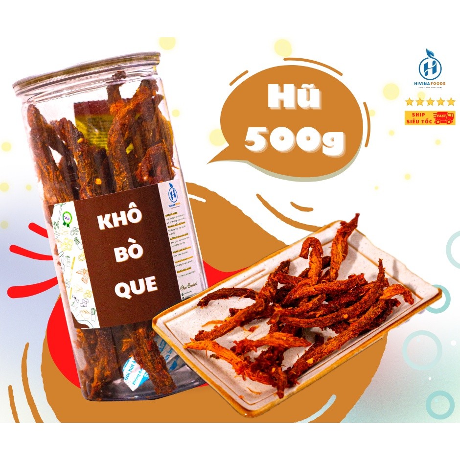 Khô bò que 300g Ăn vặt khô bò que đóng lon Pet Hàng Loại ,bò khô ăn vặt cay ngon