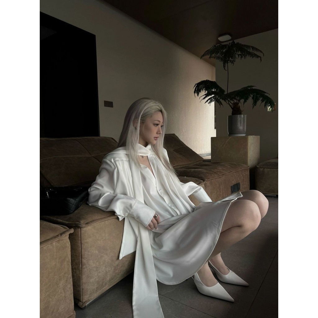 Shanmieleng Pháp Áo Sơ Mi Sang Trọng Đầm Đầu Xuân Phong Cách Mới Rời Drap Phù Hợp Với Áo