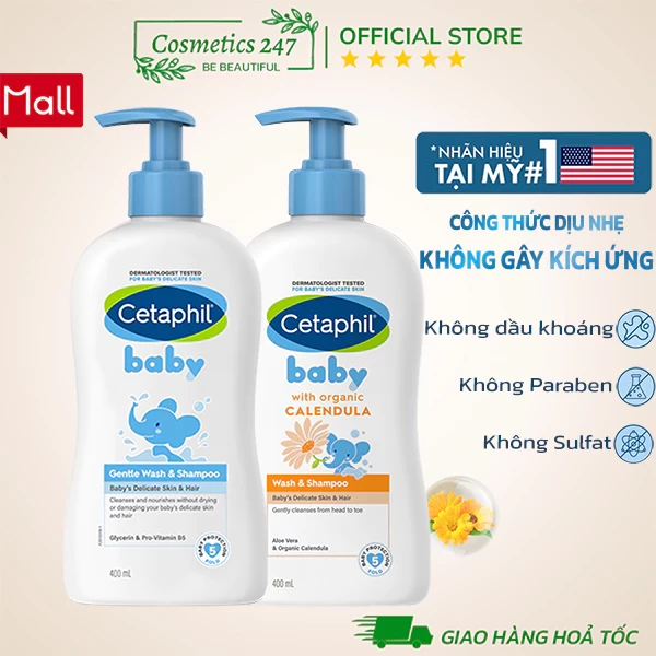 Sữa tắm gội Cetaphil cho bé - Cetaphil Baby Wash & Shampoo with Organic Calendula 400ml