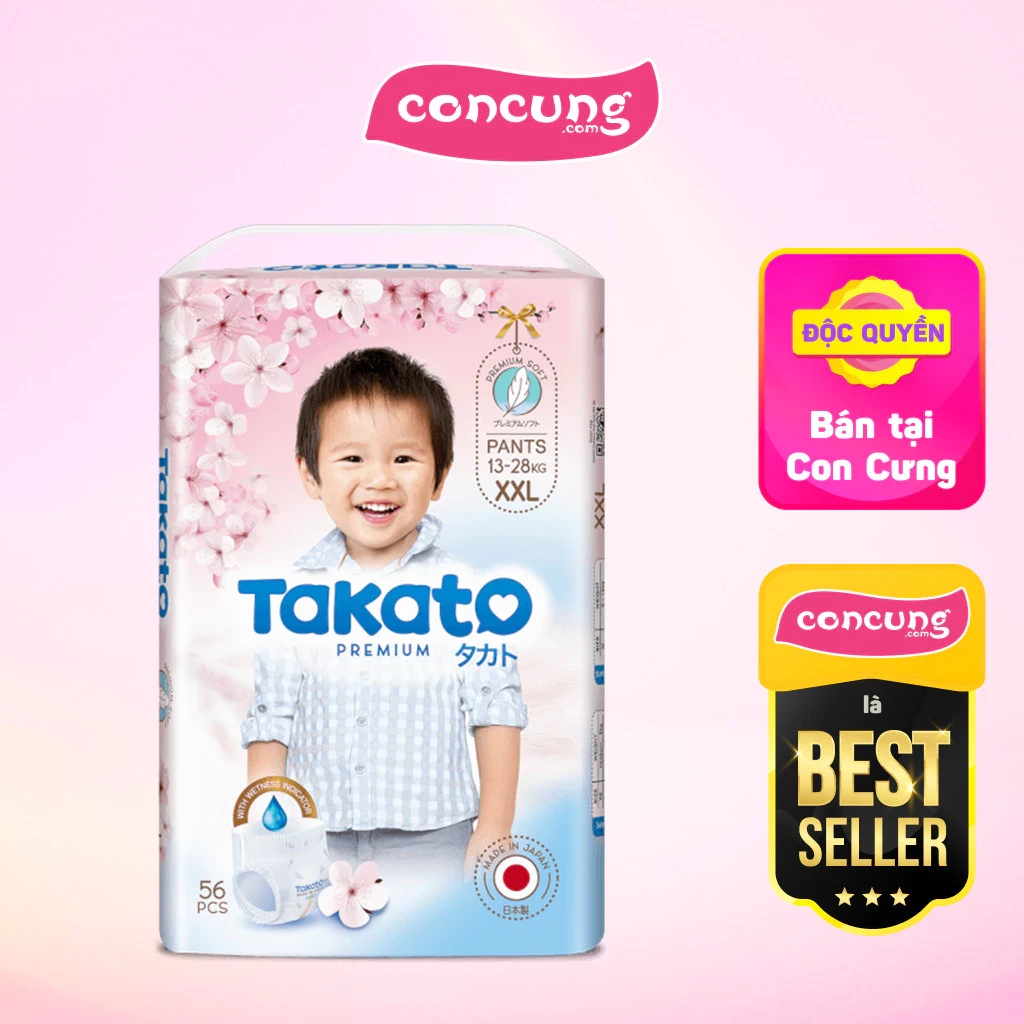 Tã quần Nhật Bản Takato siêu mèm mại (XXL, 56 miếng)