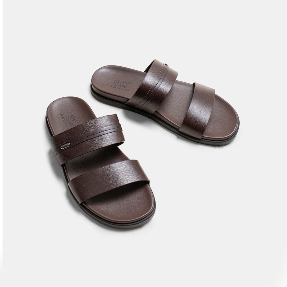 Dép nam hai quai ngang da bò êm chân form chắc chắn BQ D 345