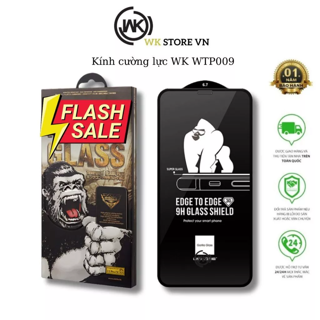 [CHÍNH HÃNG] Kính Cường Lực KINKONG WK WTP-009 Cảm Ứng Nhạy, Chịu Lực Tối Đa, Hạn Chế Vân Tay lP 11 12 13 14 15 16Promax