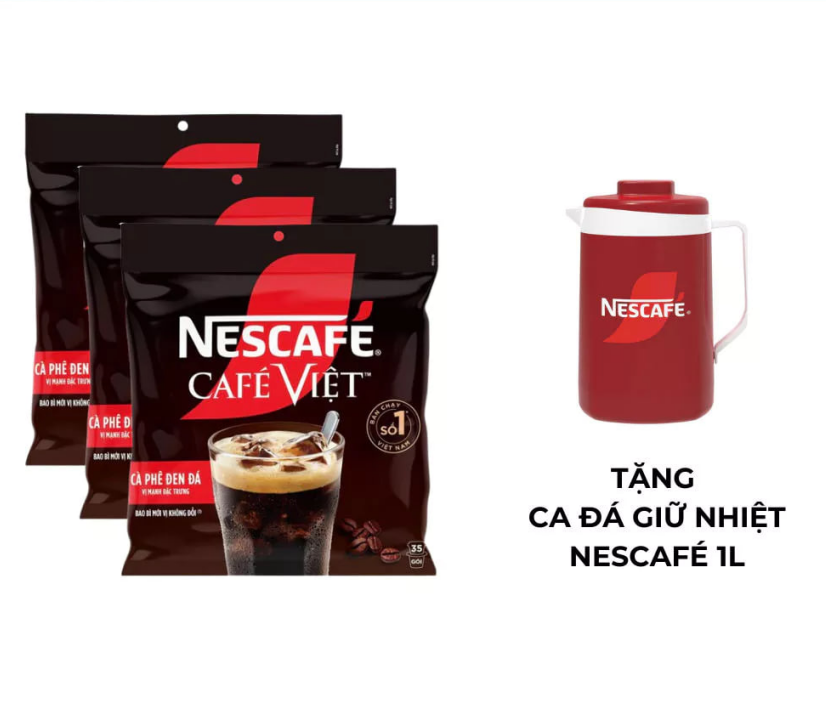 [Tặng Ca đá Nescafé] Combo 3 Bịch Cà phê Hòa tan NESCAFÉ CAFÉ VIỆT 35 gói Vị Mạnh đặc trưng