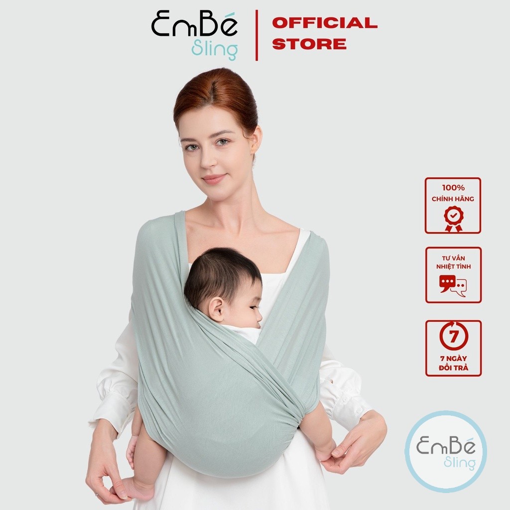 Màu Olive - Địu Vải Cao Cấp EmBé Sling Dòng Flex Và Flex Plus Cho Bé Từ 0 Đến 24 Tháng Tuổi