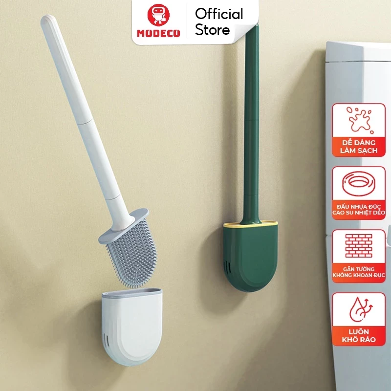 Chổi Cọ Nhà Vệ Sinh - Cọ Bồn Cầu Silicon Có Giá Đựng Gắn Tường Chắc Chắn, Thiết Kế Đẹp, Dễ Dàng Tháo Lắp - Modeco