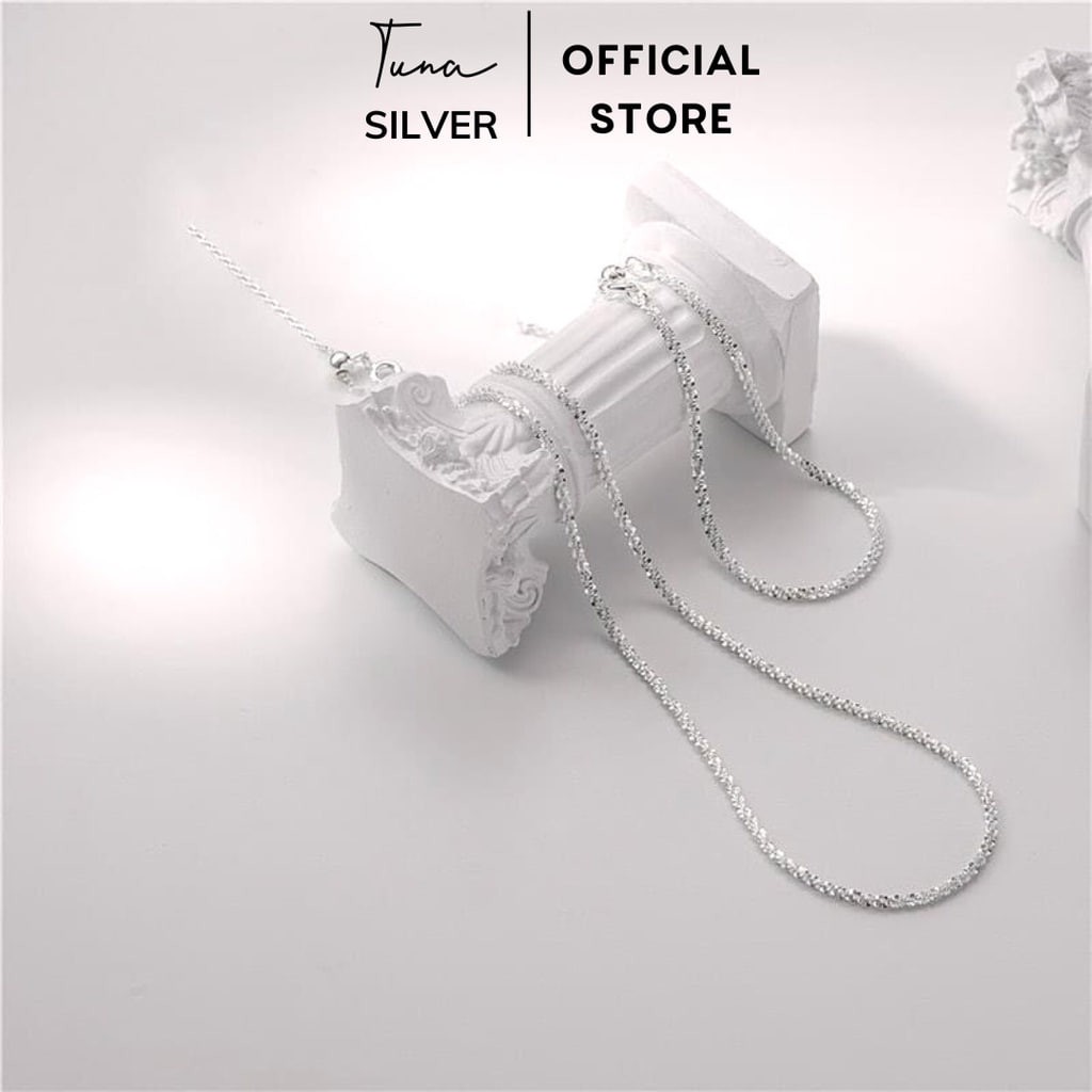 Vòng cổ Bạc tuyết xù, Dây chuyền nữ Bạc cao cấp, Chocker lấp lánh, TUNA SILVER Trang sức bạc CAM KẾT CHUẨN 100% BẠC 925