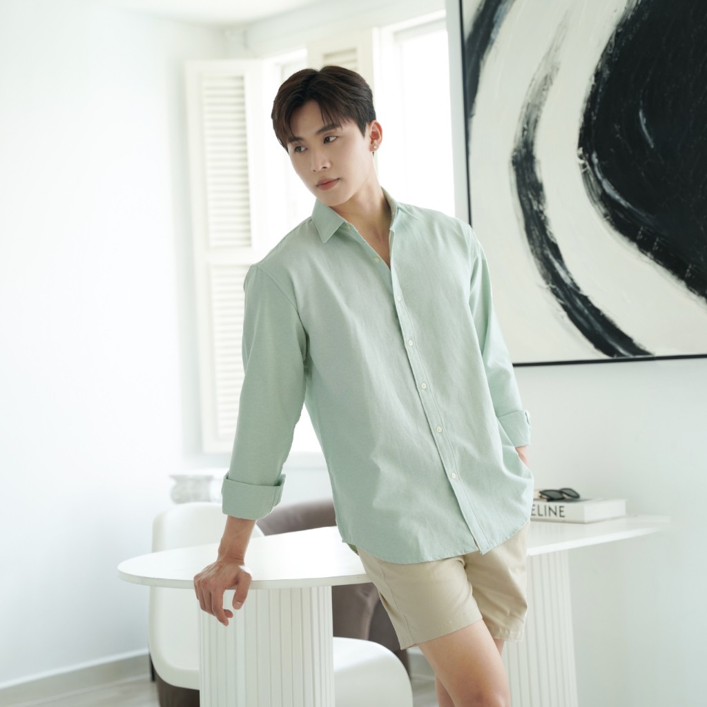 Áo sơ mi nam tay dài LUCIINON vải Oxford cao cấp phong cách Hàn Quốc