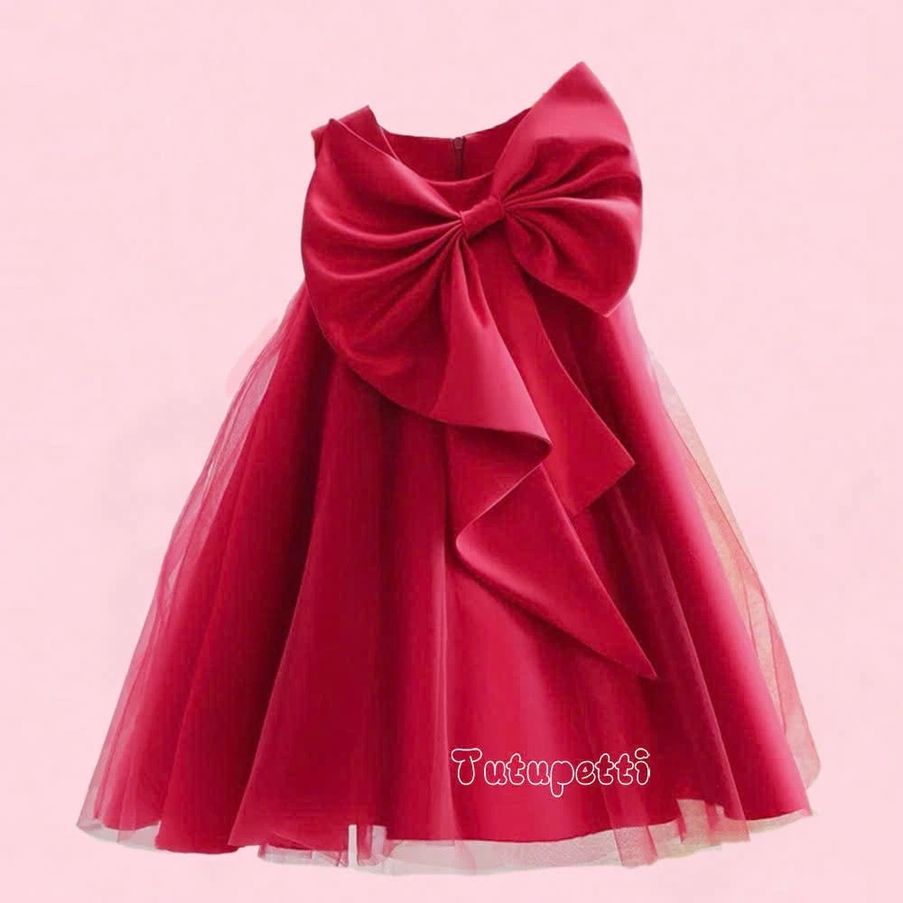 Đầm váy tiểu thư cho bé gái Tutupetti voan phồng kết nơ sang chảnh