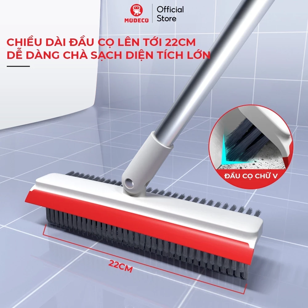 Cây Chà Sàn Nhà Tắm Đa Năng 2 in 1 Modeco, Cọ Góc Tường Gạt Nước Siêu Bền Và Tiện Dụng - Hàng Chính Hãng