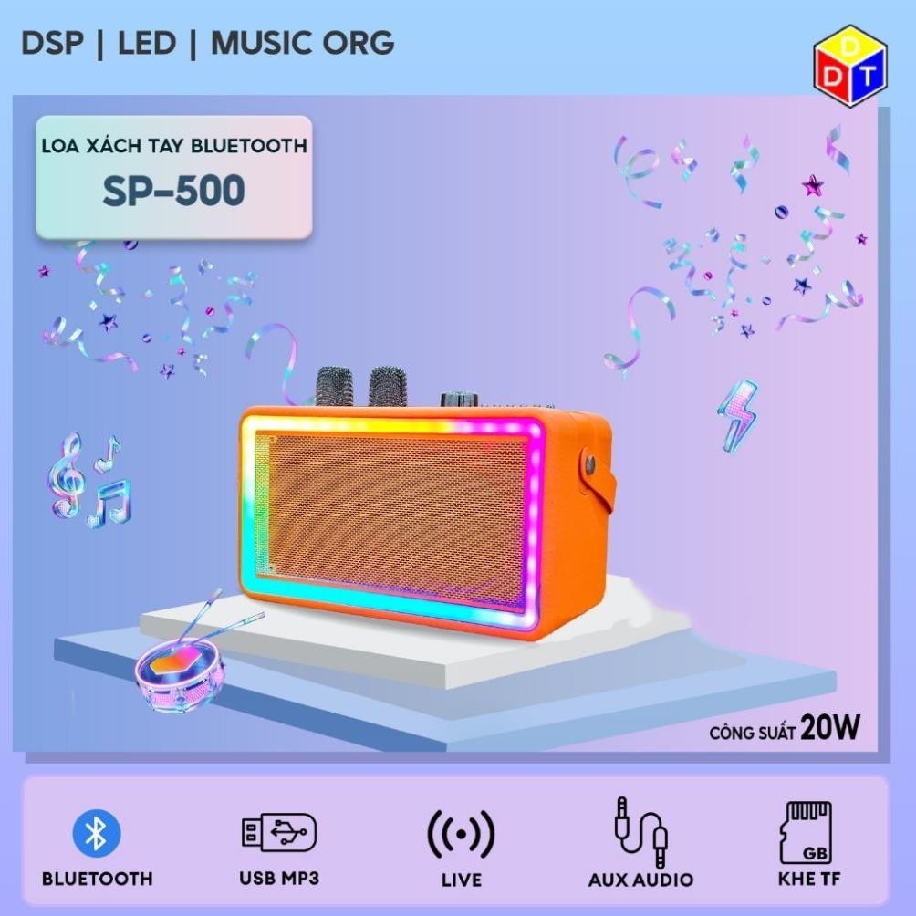 Loa Bluetooth SP500 - Siêu Phẩm Loa Karaoke DSP Có Đèn RGB, Tặng Kèm Micro Karaoke Cao Cấp. Bảo hành 6 Tháng