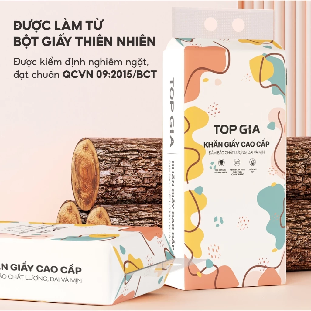 Giấy vệ sinh treo tường TopGia đa sắc treo đa năng từ bột giấy thiên nhiên, 1280tờ/4lớp