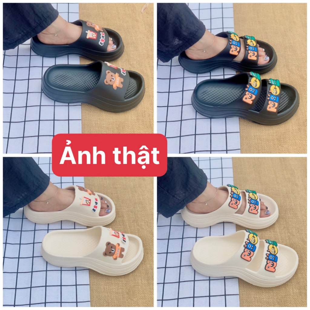 Dép bánh mì nữ 2 quai dép quai ngang nữ độn đế 5 cm chất liệu eva đi mưa kiểu ulzzang basic unisex-giày dép 97