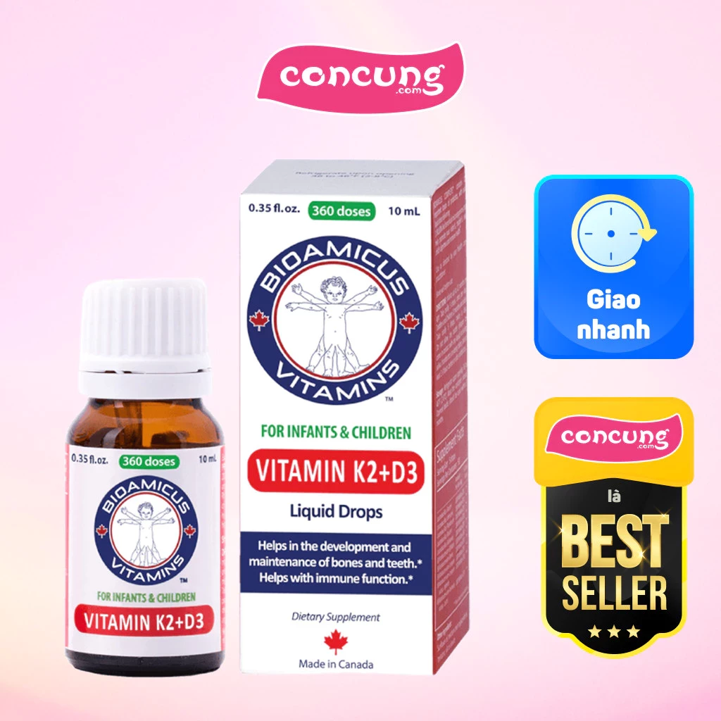 Vitamin D3K2-MK7 BioAmicus Dạng Giọt Cho Trẻ Sơ Sinh 10ml