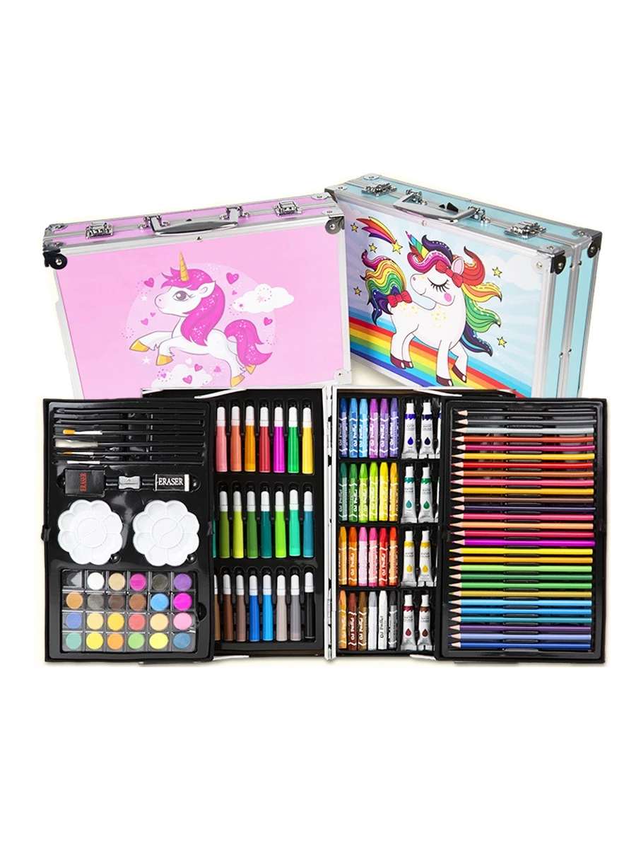 Bộ bút màu đa năng 145 chi tiết làm quà tặng sinh nhật cho bé, hộp màu vẽ đa năng