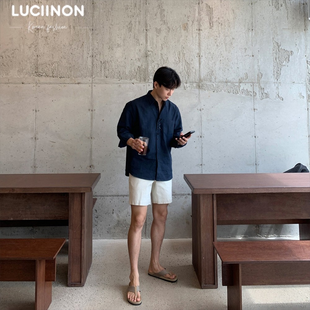 Áo sơ mi nam cổ bẻ dài tay vải LINEN cao cấp, phom dáng thoải mái thấm hút cực tốt - LUCIINON