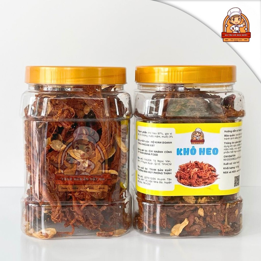 Khô Heo Cháy Tỏi Hũ 500G Thịt Heo Săn Chắc - Khô Heo Tổng Kho Ăn Vặt Tẩm Ướp Kì Công Ngon Khó Cưỡng
