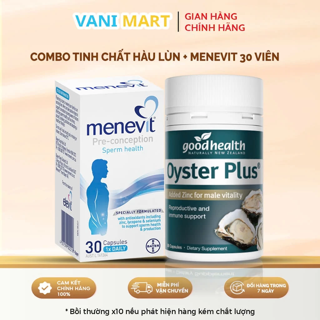 Combo Cải Thiện Chất Lượng Tinh Trùng Menevit Nam + Tinh Chất Hàu Lùn