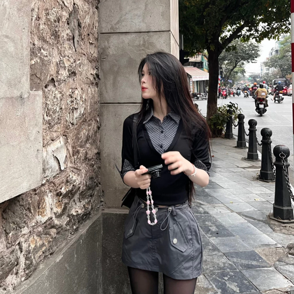 áo thun cổ sơ mi tay dài JIAN , áo thun tay dài phối kẻ sọc chất liệu thun quảng châu JD 288