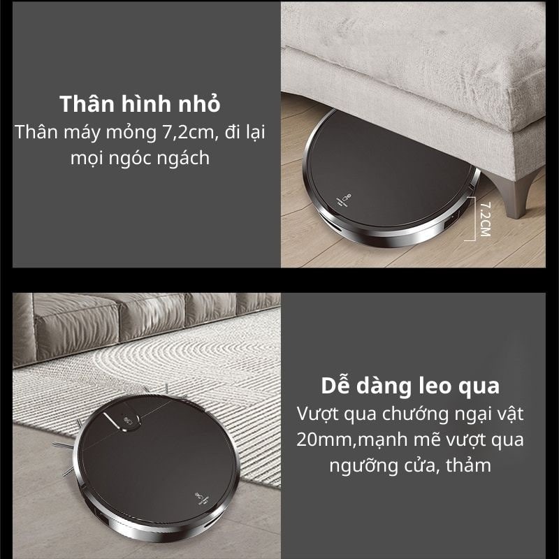 Robot Hút Bụi Lau Nhà - Clean 005B -Thông Minh - Tự Động Sặc Pin - Lập Trình Đường Đi - Đa Chức Năng