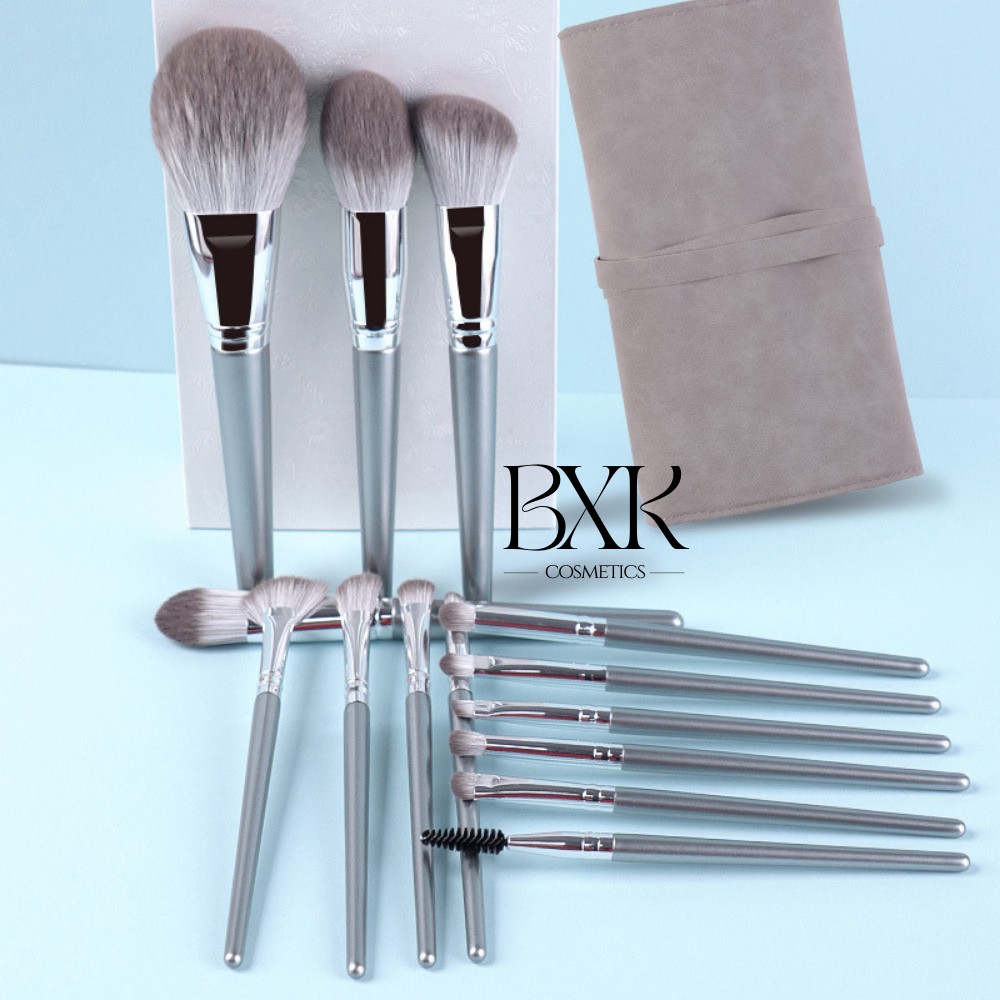 Bộ cọ trang điểm 14 cây cọ trang điểm cá nhân chuyên nghiệp đầu lông mềm mại kèm cốc, bao da