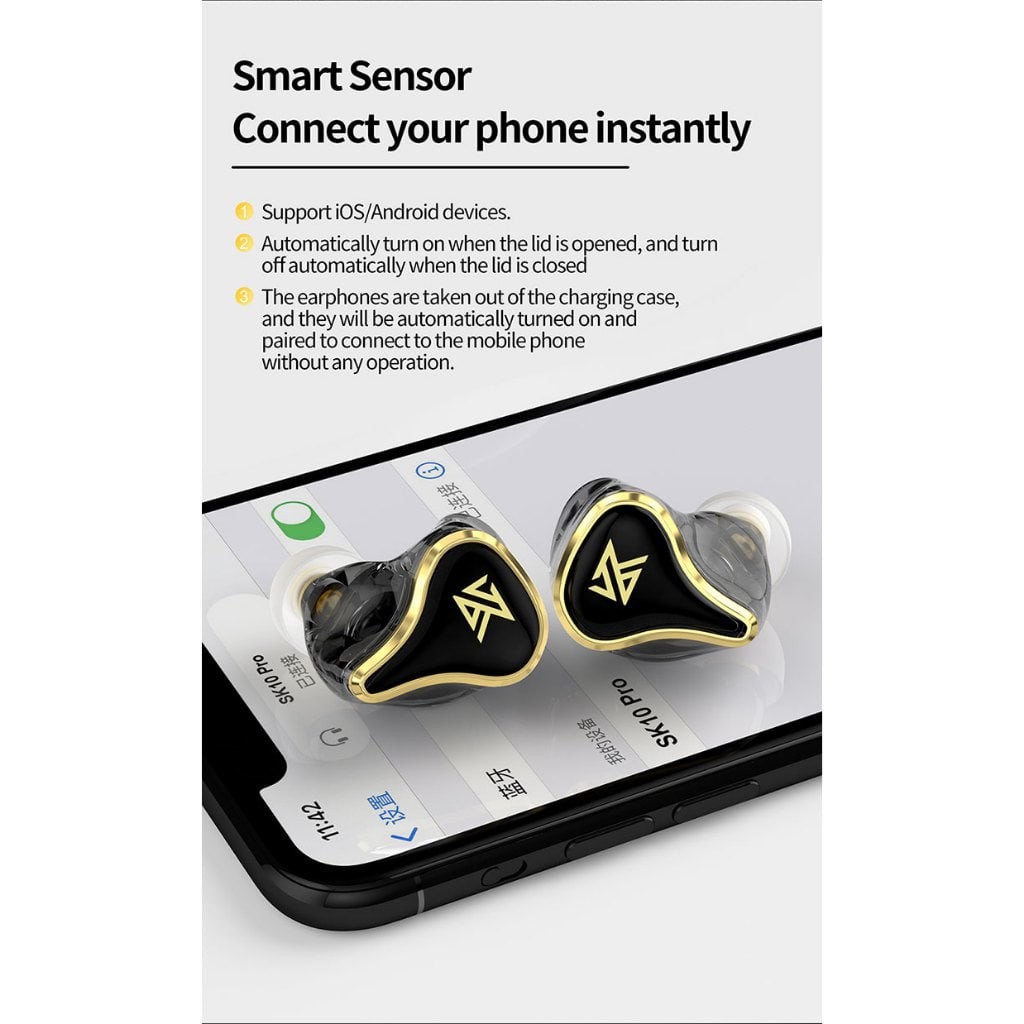 Tai nghe không dây KZ SK10 PRO, công nghệ APTX, chip qualcomm QCC3040
