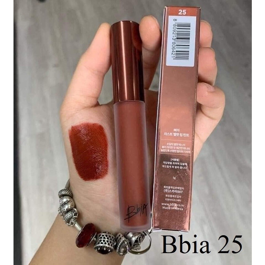 Son Kem Lì BBIA Last Velvet Tint màu 25 Final Note Đỏ Nâu Trầm, bbia màu 25