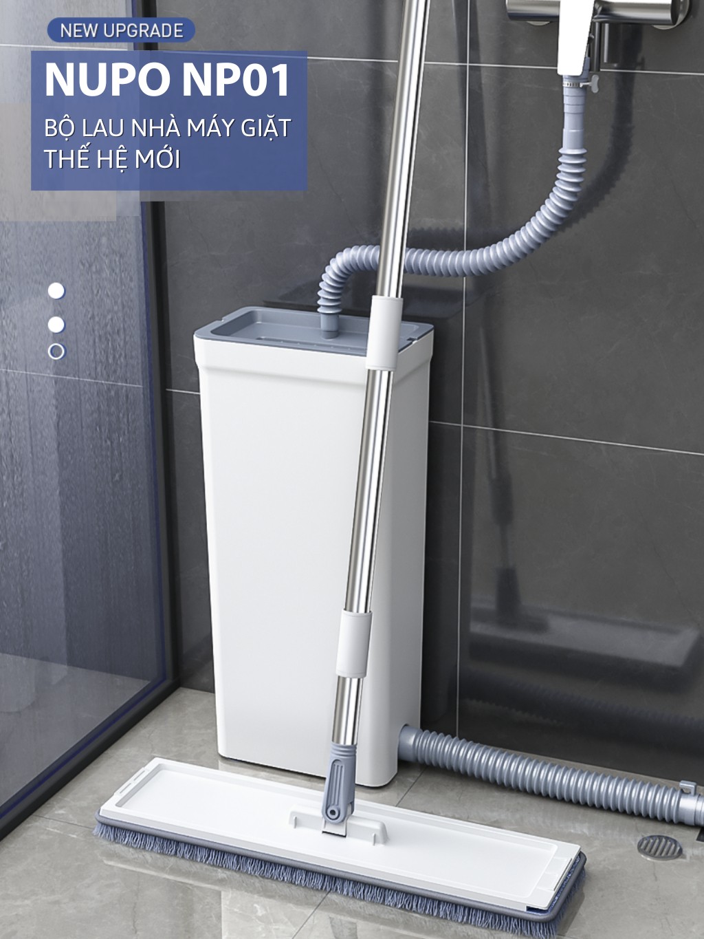 Bộ Lau Nhà Máy Giặt 2023 Dành Cho Người Lười Cây Lau Nhà Tự Vắt Chổi Lau Nhà 40cm NUPO NP01