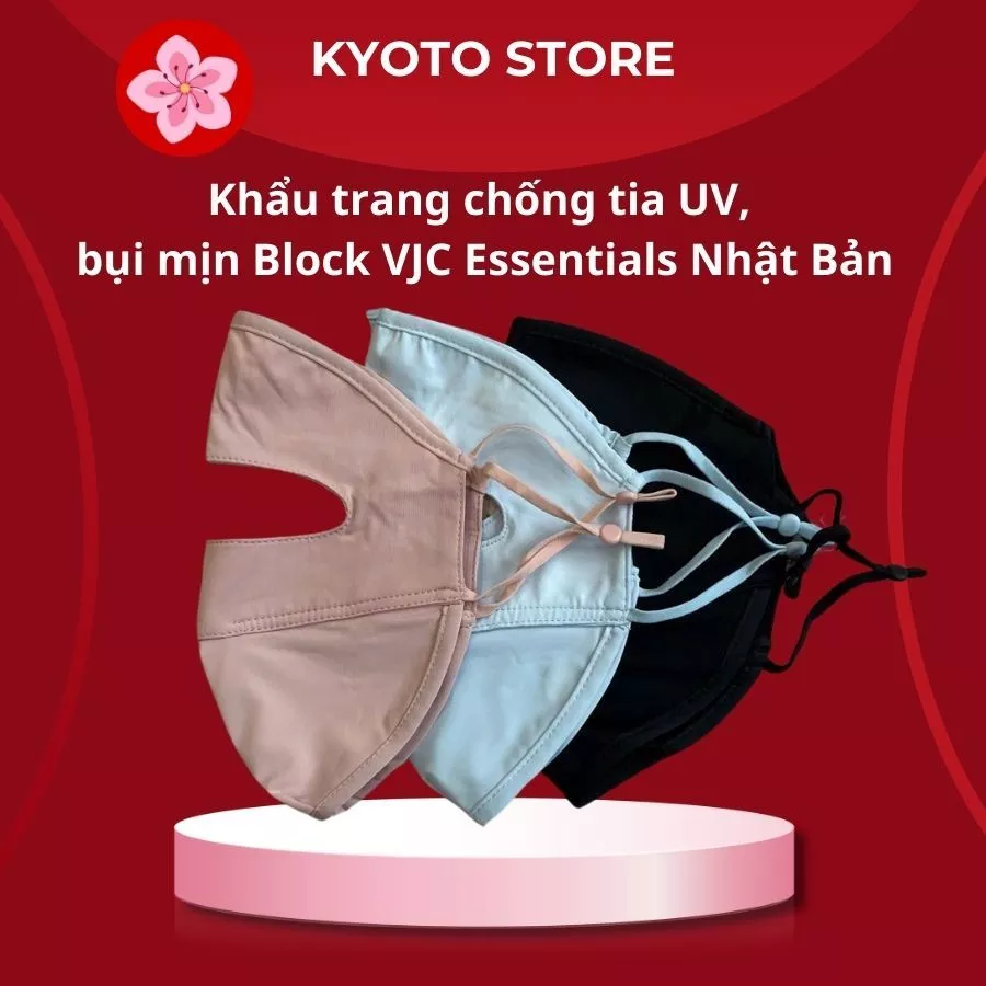 Khẩu trang chống tia UV, bụi mịn Block VJC Essentials Nhật Bản: Loại nửa mặt, loại full mặt